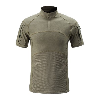 Summer Men's Lapel Camouflage T-shirt Outdoor Army Fan Sports Cotton Thin T Shirt Physical Training Military Clothes